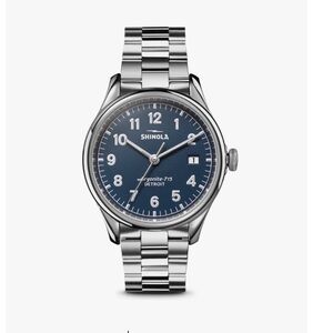 Shinola Silver Bracelet with Navy Dial